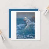 FLAT GREETING CARD : DIE MERMAID : HOWARD PYLE KARTE (Vorderseite/Rückseite Beispiel)