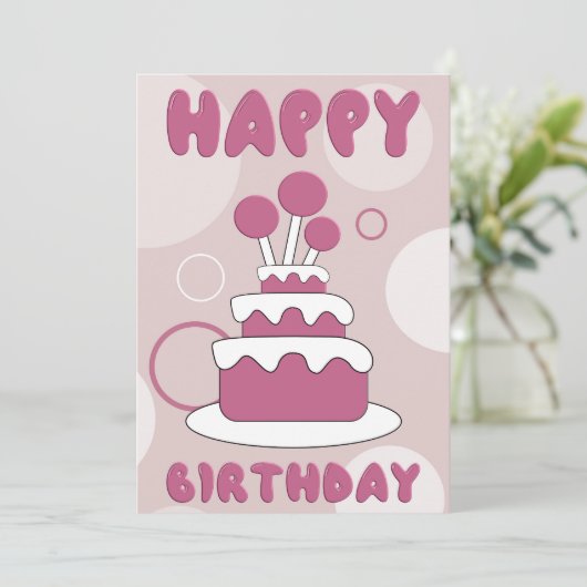 Flat Greeting Card Happy Birthday Karte (Stehend Vorderseite)