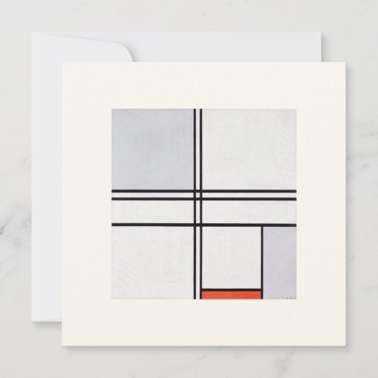 FLAT GREETING CARD : PIET MONDRIAN : GRAY-RED 1935 KARTE (Vorderseite)