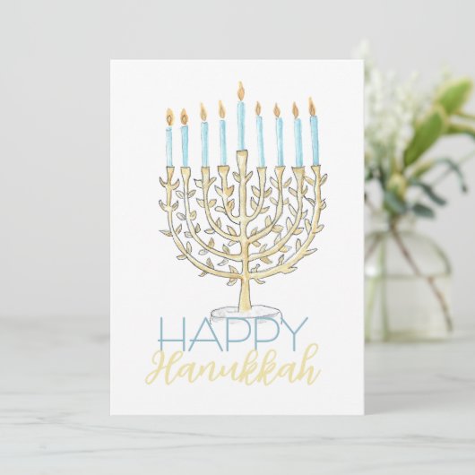 Flat Hanukkah Card Feiertagskarte (Stehend Vorderseite)