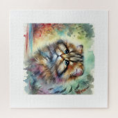 Flat Headed Cat 101024AREF119 - Watercolor Puzzle (Horizontal)