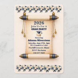 Flat Holiday Card- Editable Scroll Grad Invitation Feiertagskarte
