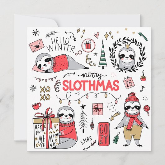 Flat Holiday Card Feiertagskarte (Vorderseite)
