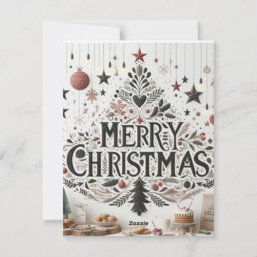 Flat Holiday Card, Meowy Christmas Feiertagskarte (Rückseite)