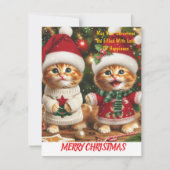 Flat Holiday Card, Meowy Christmas Feiertagskarte (Vorderseite)