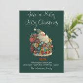 Flat Holiday Card mit Santa Feiertagskarte (Stehend Vorderseite)