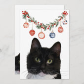 Flat Holiday Cat Card Feiertagskarte (Vorne/Hinten)
