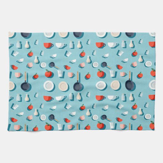 Flat lay kitchenware mugs and bright red tomatoes geschirrtuch (Horizontal)