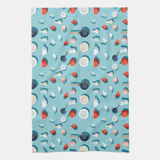 Flat lay kitchenware mugs and bright red tomatoes geschirrtuch (Vertikal)