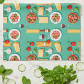 Flat lay pattern of Italian food including wine Geschirrtuch (Gefaltet)