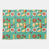 Flat lay pattern of Italian food including wine Geschirrtuch (Horizontal)