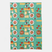 Flat lay pattern of Italian food including wine Geschirrtuch (Vertikal)