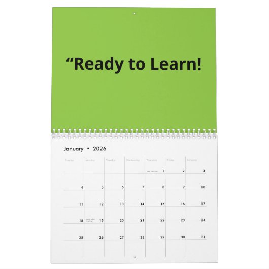 Flat Lime Green Background – School Texture Kalender (Jan 2026)