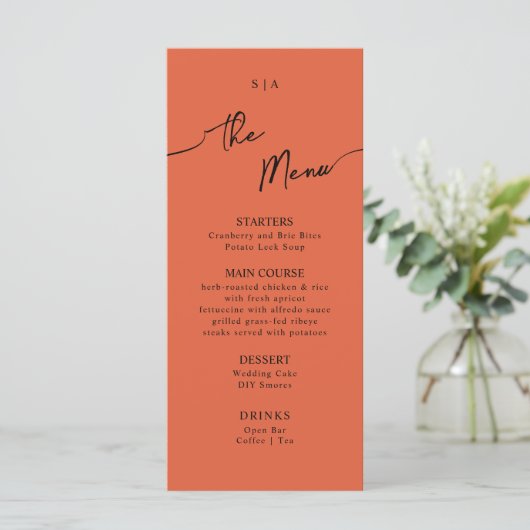Flat Menu für Boho Wedding. Menükarte (Stehend Vorderseite)
