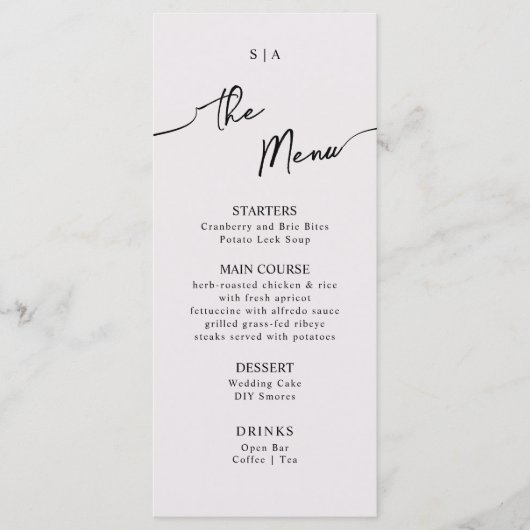 Flat Menu für Boho Wedding. Menükarte (Vorderseite)