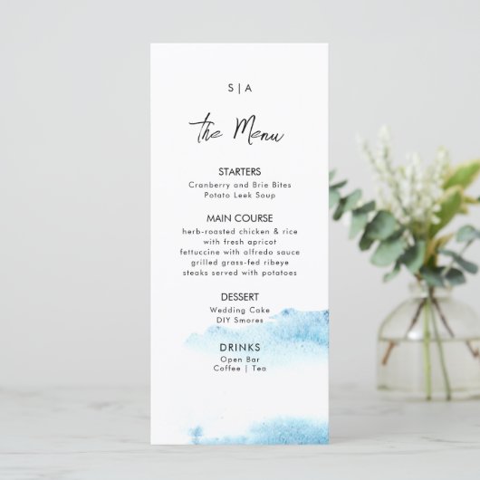 Flat Menu für eine moderne Hochzeit. Menükarte (Stehend Vorderseite)