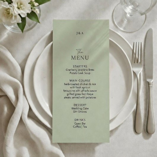 Flat Menu Hochzeit Minimalistisch modern. Menükarte