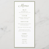 Flat Menu Hochzeit Minimalistisch modern. Menükarte (Vorderseite)
