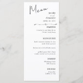 Flat Menu Hochzeit Minimalistisch moderne Kalligra Menükarte (Vorderseite)