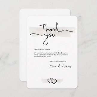 Flat Minimalistic Thank You Card With Hearts Dankeskarte