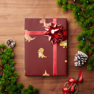 Flat Minimalistische Niedliche Dinosaurier auf Dun Geschenkpapier