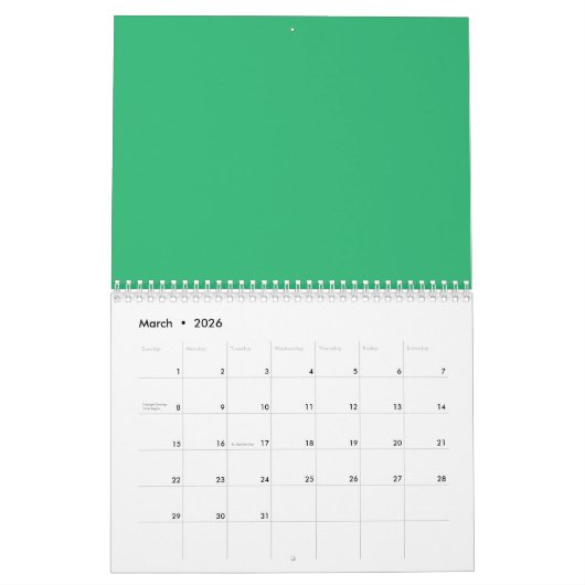 Flat Mint Green Background – Wedding Design Kalender (Mär 2026)