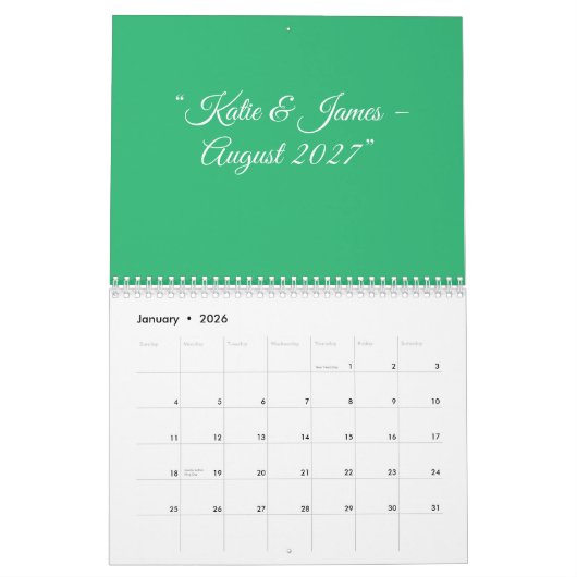 Flat Mint Green Background – Wedding Design Kalender (Jan 2026)