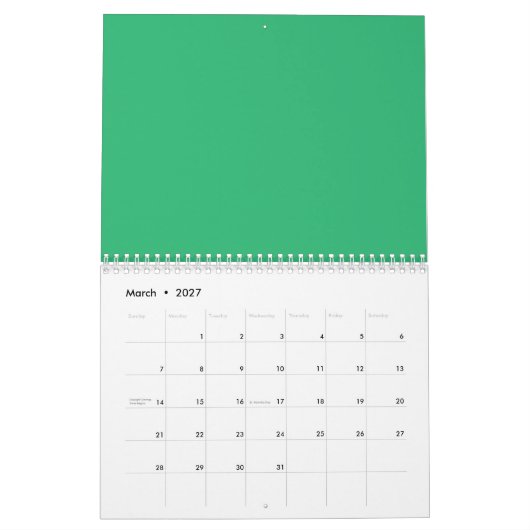 Flat Mint Green Background – Wedding Design Kalender (Mär 2027)