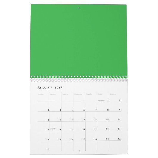 Flat Neon Green Background – School Texture Kalender (Jan 2027)