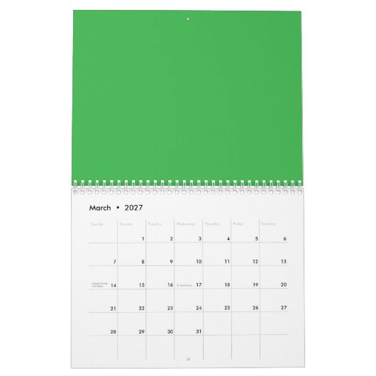 Flat Neon Green Background – School Texture Kalender (Mär 2027)