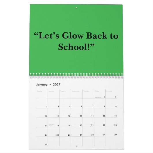 Flat Neon Green Background – School Texture Kalender (Jan 2027)