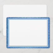 Flat Note Card Blue Glitzer Border Mitteilungskarte (Vorne/Hinten)