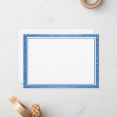 Flat Note Card Blue Glitzer Border Mitteilungskarte (Vorderseite/Rückseite Beispiel)