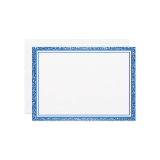 Flat Note Card Blue Glitzer Border Mitteilungskarte (Vorderseite/Rückseite Beispiel)