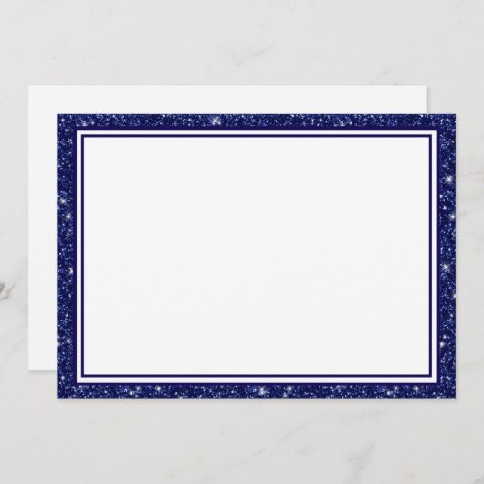 Flat Note Card Navy Blue Glitzer Border Mitteilungskarte (Vorne/Hinten)
