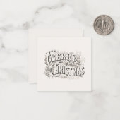 FLAT NOTECARD : VINTAGE "MERRY CHRISTMAS" MITTEILUNGSKARTE (Vorderseite/Rückseite Beispiel)