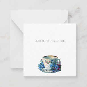 FLAT NOTECARD : VINTAGE TEACUP-POST-IT-NOTEN MITTEILUNGSKARTE