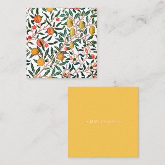 FLAT NOTECARD : WILLIAM MORRIS ; POMEGRANATE MITTEILUNGSKARTE (Vorne/Hinten)