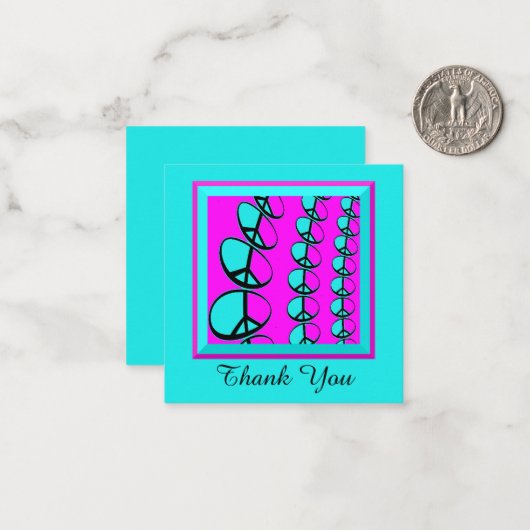 Flat Peace Signs Thank You Cards Mitteilungskarte (Vorderseite/Rückseite Beispiel)