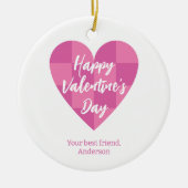 Flat Pink Happy Valentine's Day Keramik Ornament (Vorne)