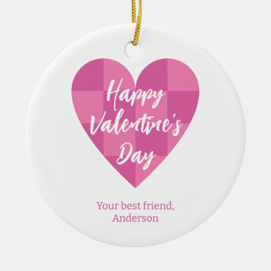 Flat Pink Happy Valentine's Day Keramik Ornament (Vorne)