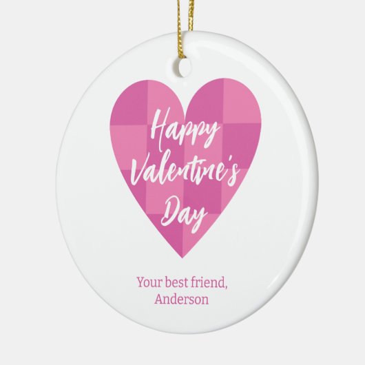 Flat Pink Happy Valentine's Day Keramik Ornament (Links)