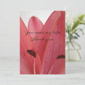 Flat Pink Petals, die du meine Lebenskarte Gerette Dankeskarte (Stehend Vorderseite)