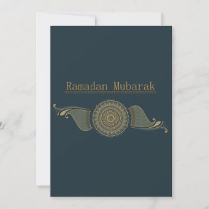 Flat Ramadan Mubarak Card Wald Green & Gold Feiertagskarte