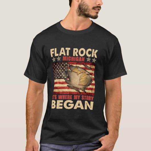 Flat Rock Michigan USA Flag 4. Juli Long Sleev T-Shirt (Vorderseite)