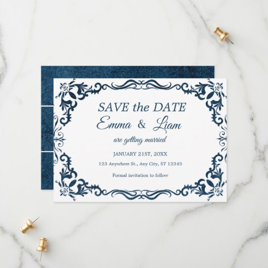 Flat Save The Date Card (Vorderseite/Rückseite Beispiel)