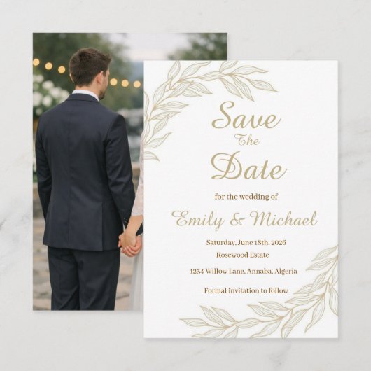 Flat Save The Date Card (Vorne/Hinten)
