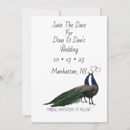 Flat Save the Date Card mit Peacock Pair