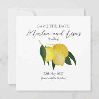 Flat Save the Date Card - Ölgemalte Zitronen