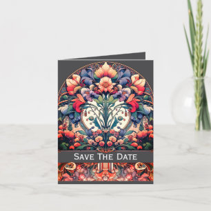 Flat Save the Date geklappte Karte Mucha Style